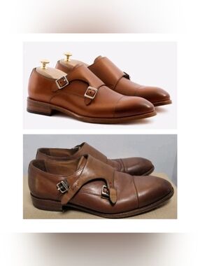Beckett Simonon Hoyt Double Monkstrap Dress Shoe Handmade Leather Brown Men 12